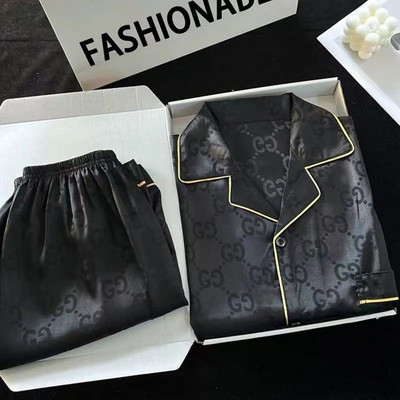 Luxus női pizsama, 2 részes, rövid ujjú, lehajtható galléros felsők Zsebek Alkalmi éjszakai öltöny rövidnadrággal 2022. nyár