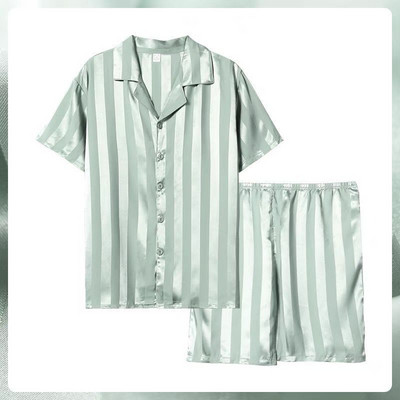 Luxus női pizsama, 2 részes, rövid ujjú, lehajtható galléros felsők Zsebek Alkalmi éjszakai öltöny rövidnadrággal 2022. nyár