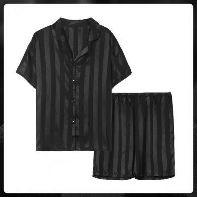 Luxus női pizsama, 2 részes, rövid ujjú, lehajtható galléros felsők Zsebek Alkalmi éjszakai öltöny rövidnadrággal 2022. nyár