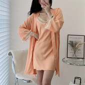 Bride Twinset ogrtač Seksi čipkasti kimono ogrtač haljina ženska spavaćica spavaćica ležerna svilenkasta satenska kućna haljina salonska odjeća