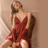 Női menyasszony esküvői fehérnemű Köntös ruha Szexi csipke hálóing nyári alkalmi kimonó fürdőköpeny ML hálóing hálóing Otthoni ruhák