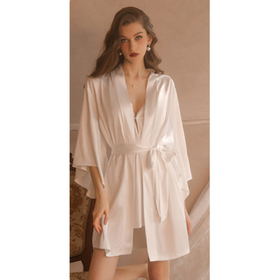 Női menyasszony esküvői fehérnemű Köntös ruha Szexi csipke hálóing nyári alkalmi kimonó fürdőköpeny ML hálóing hálóing Otthoni ruhák