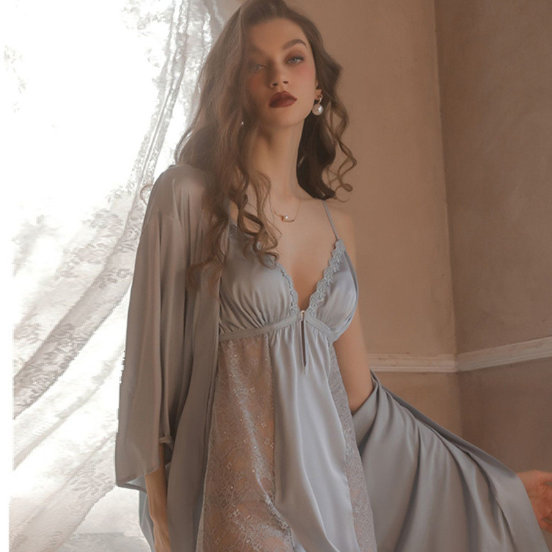 Női menyasszony esküvői fehérnemű Köntös ruha Szexi csipke hálóing nyári alkalmi kimonó fürdőköpeny ML hálóing hálóing Otthoni ruhák