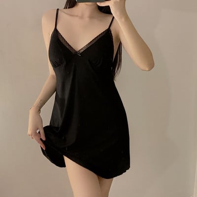 Szexi pántos hálóruha Otthoni ruha Női Csipke ujjú Hálóruha Hálóruha Modal Hálóruha Hálóruhák Köntös nappaliruha