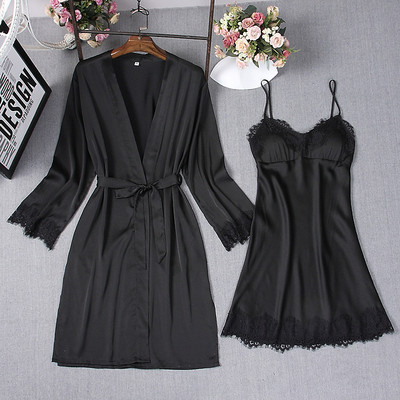 Seksi kompleti ljetnih haljina od satenske čipke, ženski spavaći ogrtač, spavaćica, spavaćica, ležerna kućna odjeća, kimono haljina, spavaćica