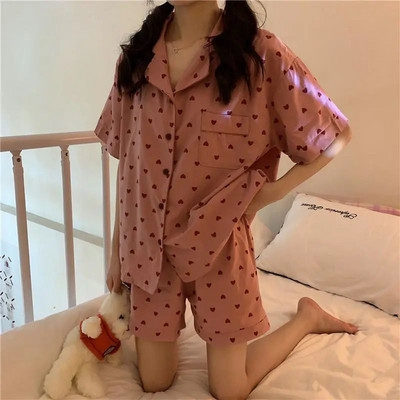 Kompleti pidžama Ženske karirane elegantne studentske pidžame u korejskom stilu Čipkane pidžame kratkih rukava Sweet Ins Chic Lounge Wear Outwear Novo