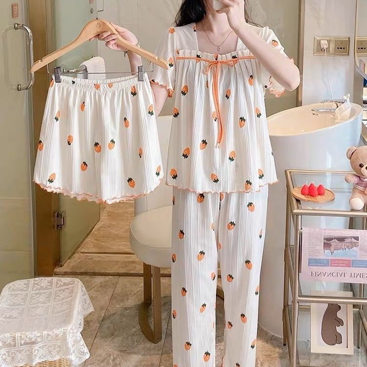 Set pijamale dama femeie 3 piese haine de casa cu maneca lunga grupe de seturi de pantaloni haine dragute pentru somn pantaloni pijamale camasi de noapte