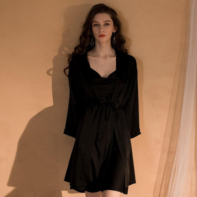 Lace Sweet 2 DB Nighty Suit 2022 Intim köntös ruha szett Szexi V-nyakú műselyem otthoni ruha Sling Hálóing tavaszi nyár hálóruha