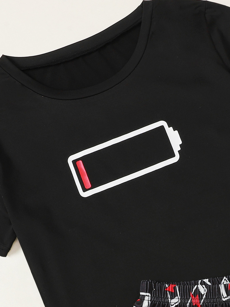 Naujo stiliaus moteriški mieli animaciniai filmukai su baterijomis žemomis trumpomis rankovėmis marškinėliai ir šortai pižamų rinkinys Vasariniai patogūs miegui skirti namų kostiumai