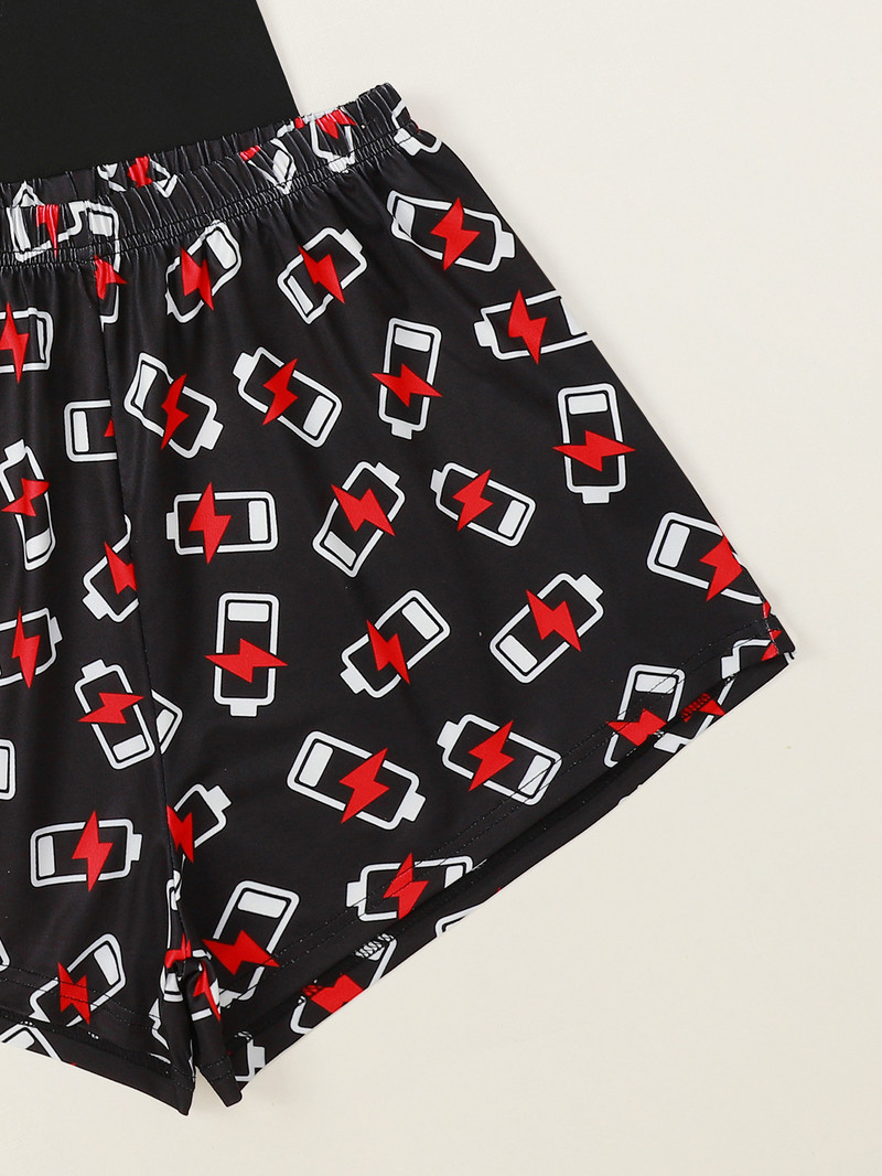 Naujo stiliaus moteriški mieli animaciniai filmukai su baterijomis žemomis trumpomis rankovėmis marškinėliai ir šortai pižamų rinkinys Vasariniai patogūs miegui skirti namų kostiumai