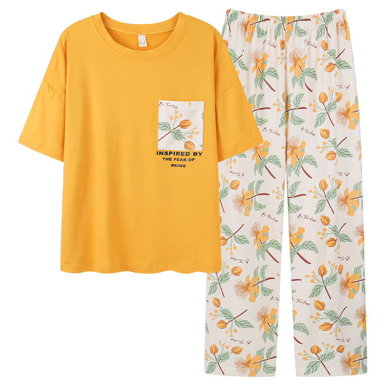 Big Yards M-4XL Summer Style Pidžaamad Naiste Lühikeste Varrukatega Naiste Lilleprintidega Printsessi Pidžaamade Komplekt Pikad Püksid Pidžaama Naiselik