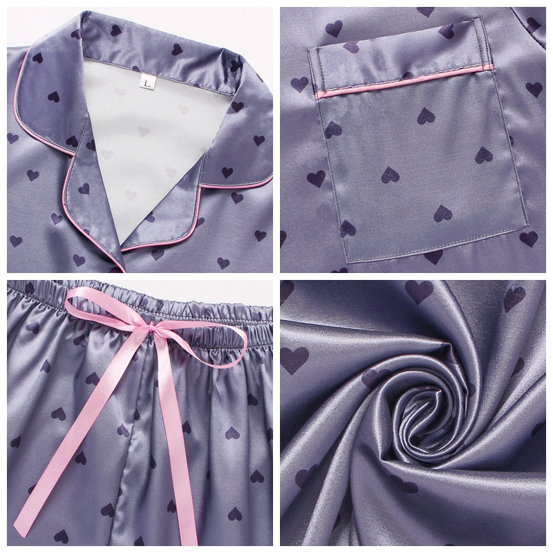 Nyári pizsama nőknek szatén selyem csíkos hálóruha Pizsama rövid rózsaszín nappaliruha pizsama női otthoni öltöny