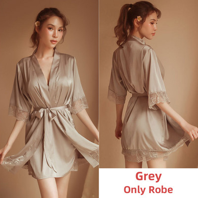 Satenski ogrtači za žene Odjeća Seksi spavaćica Noćna haljina bez leđa Čipkaste pidžame Spavaćica Svileni komplet donjeg rublja s ogrtačem za spavanje