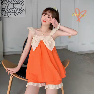 Pizsama szettek Női Elegáns alkalmi szexi, légáteresztő Ins nyári hálóruha koreai stílusú ujjatlan dögös lányoknak puha retro virágos vintage