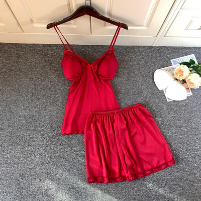 2 DB pizsama szett Női csipke Szexi Cami & shortok felső pizsama öltöny Hálóruha Hálóruha Nyári Otthoni Ruhák Intim Fehérnemű