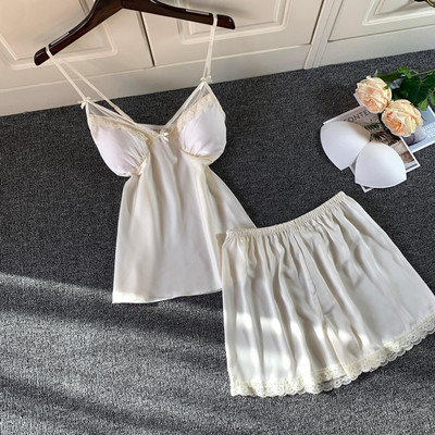 2 DB pizsama szett Női csipke Szexi Cami & shortok felső pizsama öltöny Hálóruha Hálóruha Nyári Otthoni Ruhák Intim Fehérnemű