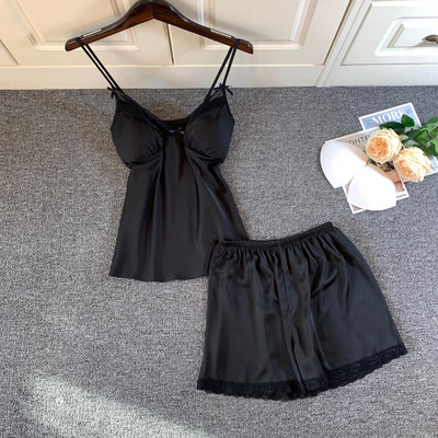 2 DB pizsama szett Női csipke Szexi Cami & shortok felső pizsama öltöny Hálóruha Hálóruha Nyári Otthoni Ruhák Intim Fehérnemű