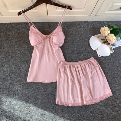 2 DB pizsama szett Női csipke Szexi Cami & shortok felső pizsama öltöny Hálóruha Hálóruha Nyári Otthoni Ruhák Intim Fehérnemű
