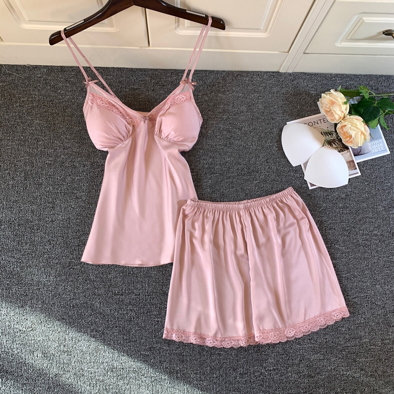 2 DB pizsama szett Női csipke Szexi Cami & shortok felső pizsama öltöny Hálóruha Hálóruha Nyári Otthoni Ruhák Intim Fehérnemű
