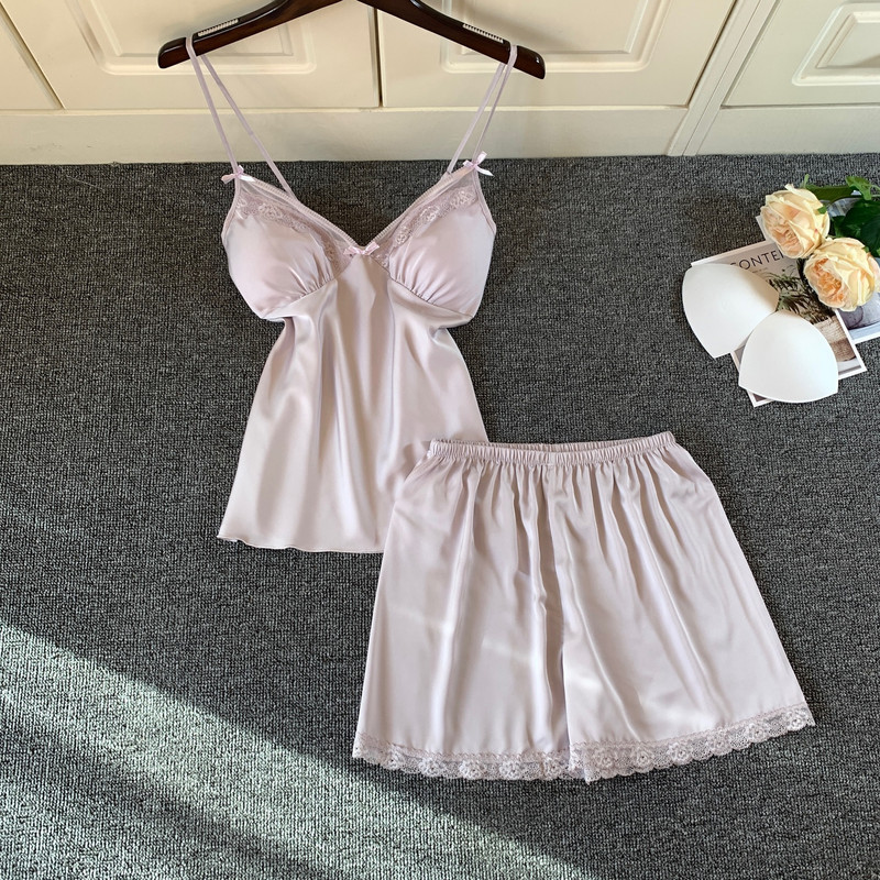 2 DB pizsama szett Női csipke Szexi Cami & shortok felső pizsama öltöny Hálóruha Hálóruha Nyári Otthoni Ruhák Intim Fehérnemű