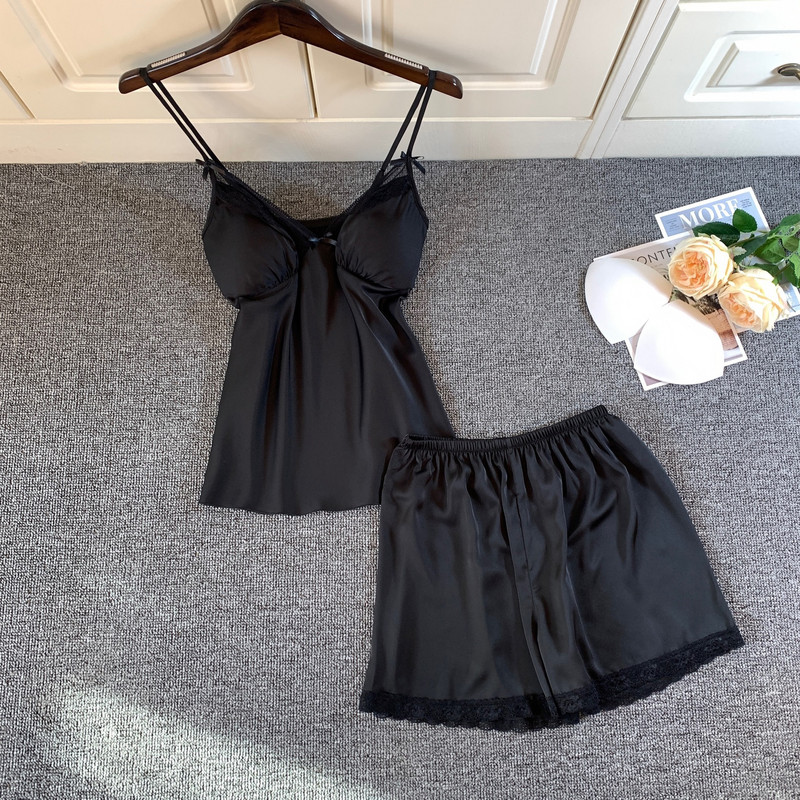 2 DB pizsama szett Női csipke Szexi Cami & shortok felső pizsama öltöny Hálóruha Hálóruha Nyári Otthoni Ruhák Intim Fehérnemű