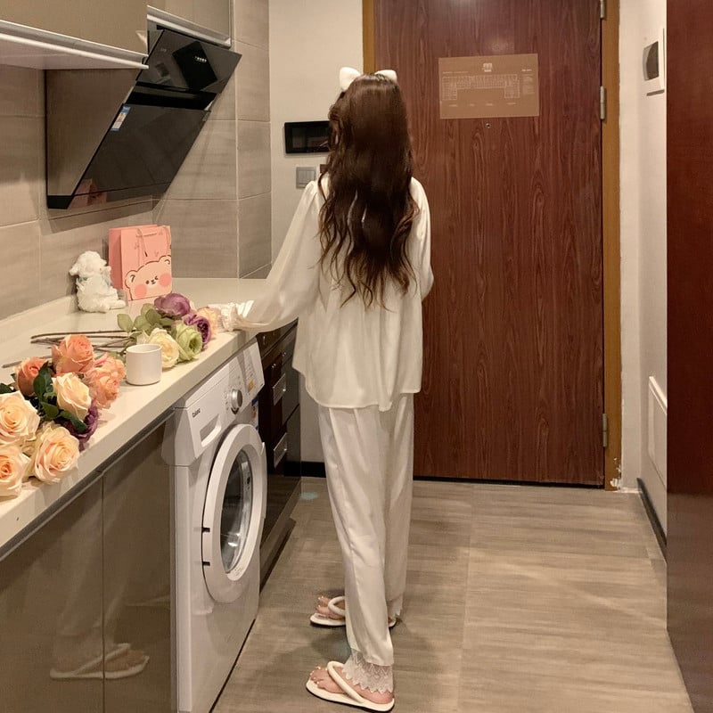 Női hercegnő pizsama szettek hosszú ujjú csipke elegáns négyzet gallér édes társalgó szexi pizsama őszi koreai kétrészes hálóruha