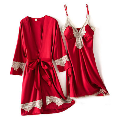 Καλοκαιρινή νυχτερινή ρόμπα σέξι γυναικεία 2 τεμ.