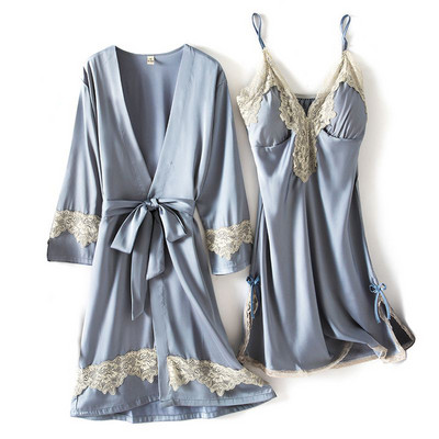 Καλοκαιρινή νυχτερινή ρόμπα σέξι γυναικεία 2 τεμ.