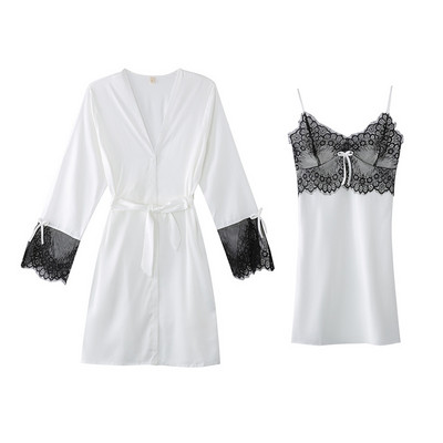 Ljetni ženski kimono kompleti ogrtača od 2 kom mladenčke haljine seksi čipkasti ogrtač i spavaćica spavaćica donje rublje široka kućna odjeća
