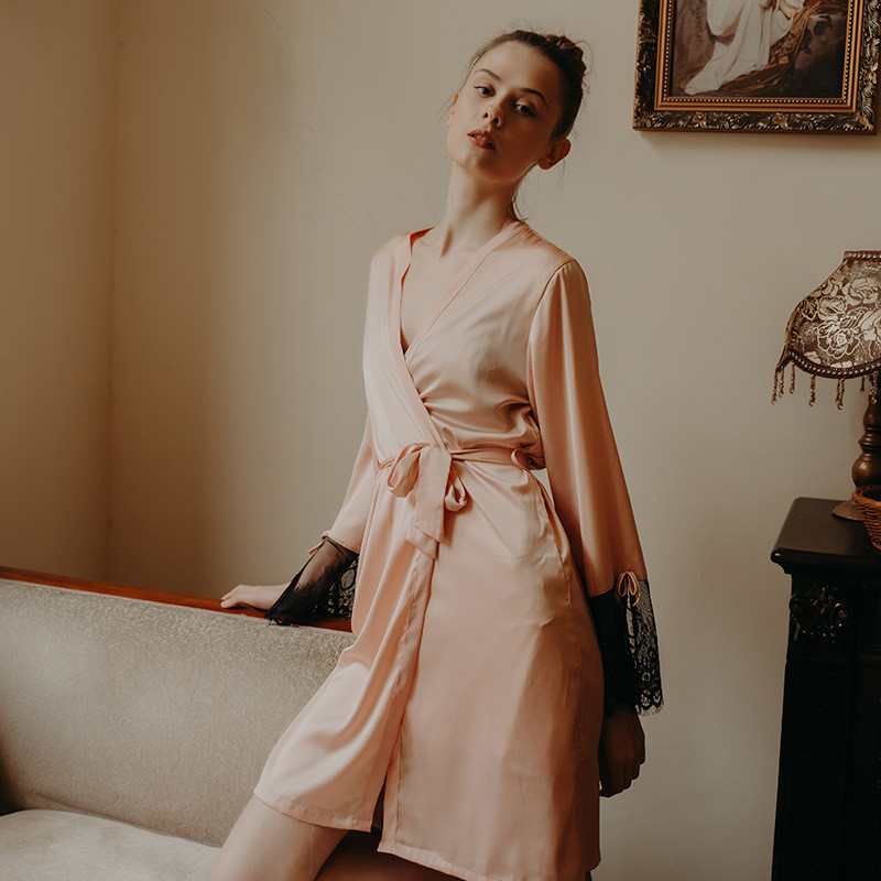 Ljetni ženski kimono kompleti ogrtača od 2 kom mladenčke haljine seksi čipkasti ogrtač i spavaćica spavaćica donje rublje široka kućna odjeća