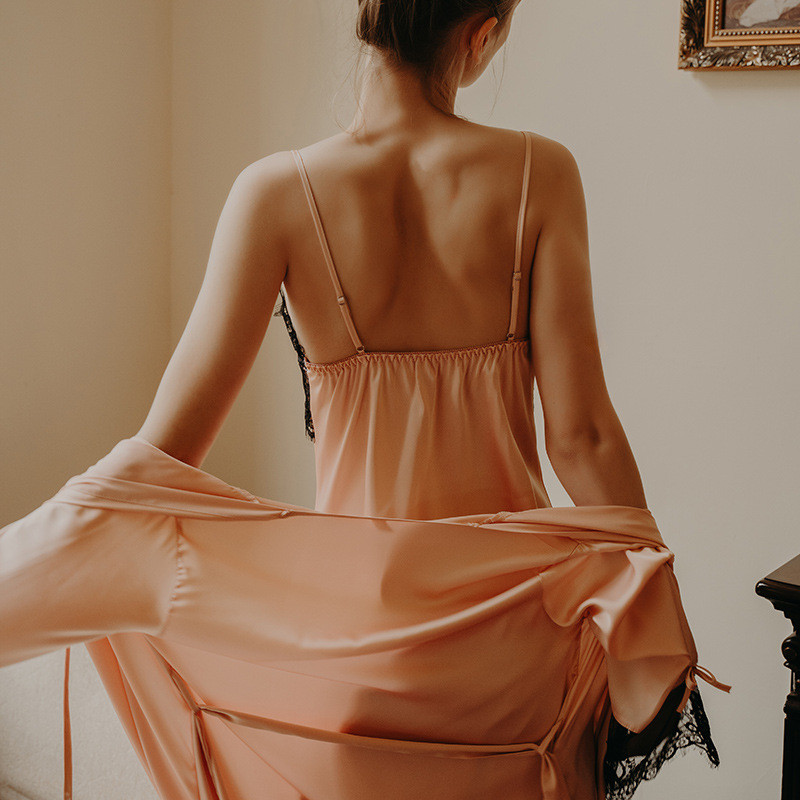 Ljetni ženski kimono kompleti ogrtača od 2 kom mladenčke haljine seksi čipkasti ogrtač i spavaćica spavaćica donje rublje široka kućna odjeća