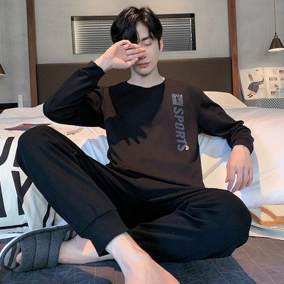 Rudens ziemas vīriešu pidžamu komplekts kokvilnas apdrukas guļamveļa nakts uzvalks ikdienišķs ar garām piedurknēm rūtainas bikses pidžamas lielizmēra mājas apģērbs 4XL