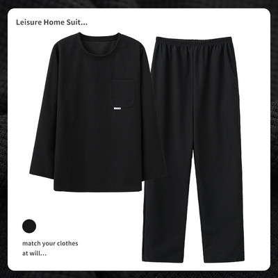 Rudens ziemas vīriešu pidžamu komplekts kokvilnas apdrukas guļamveļa nakts uzvalks ikdienišķs ar garām piedurknēm rūtainas bikses pidžamas lielizmēra mājas apģērbs 4XL