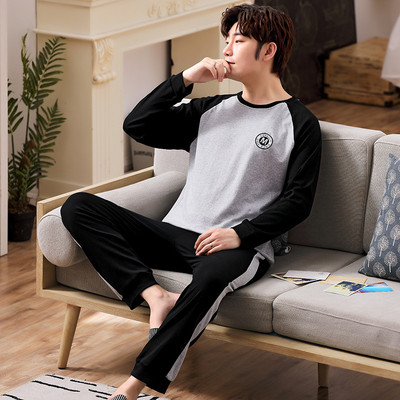 Rudens ziemas vīriešu pidžamu komplekts kokvilnas apdrukas guļamveļa nakts uzvalks ikdienišķs ar garām piedurknēm rūtainas bikses pidžamas lielizmēra mājas apģērbs 4XL