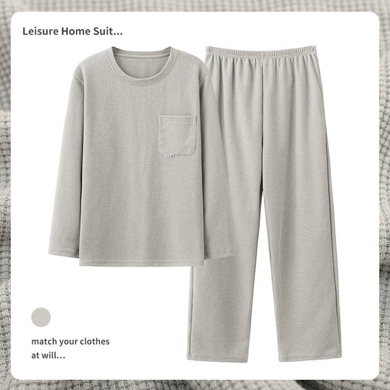 Rudens ziemas vīriešu pidžamu komplekts kokvilnas apdrukas guļamveļa nakts uzvalks ikdienišķs ar garām piedurknēm rūtainas bikses pidžamas lielizmēra mājas apģērbs 4XL