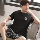 Nove ljetne pletene pamučne muške pidžame kratkih rukava Kompleti muških pidžama Pidžama sa slovima za muškarce Odijelo za spavanje Odjeća za dom Veličina XXXXL