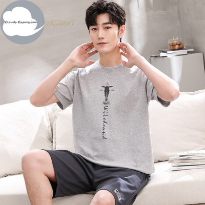 Nove ljetne pletene pamučne muške pidžame kratkih rukava Kompleti muških pidžama Pidžama sa slovima za muškarce Odijelo za spavanje Odjeća za dom Veličina XXXXL