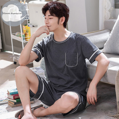 Nove ljetne pletene pamučne muške pidžame kratkih rukava Kompleti muških pidžama Pidžama sa slovima za muškarce Odijelo za spavanje Odjeća za dom Veličina XXXXL