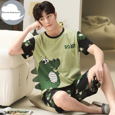 Nove ljetne pletene pamučne muške pidžame kratkih rukava Kompleti muških pidžama Pidžama sa slovima za muškarce Odijelo za spavanje Odjeća za dom Veličina XXXXL