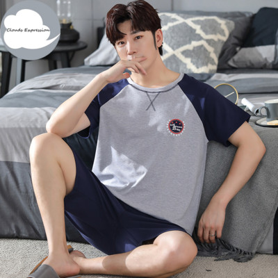 Nove ljetne pletene pamučne muške pidžame kratkih rukava Kompleti muških pidžama Pidžama sa slovima za muškarce Odijelo za spavanje Odjeća za dom Veličina XXXXL