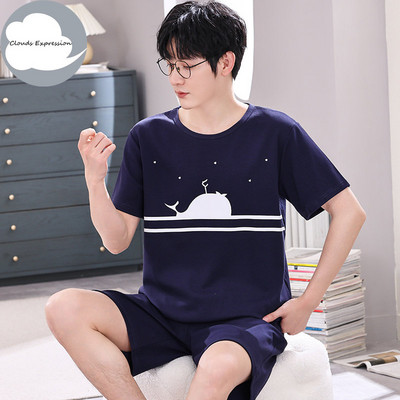 Nove ljetne pletene pamučne muške pidžame kratkih rukava Kompleti muških pidžama Pidžama sa slovima za muškarce Odijelo za spavanje Odjeća za dom Veličina XXXXL