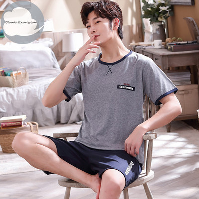 Nove ljetne pletene pamučne muške pidžame kratkih rukava Kompleti muških pidžama Pidžama sa slovima za muškarce Odijelo za spavanje Odjeća za dom Veličina XXXXL