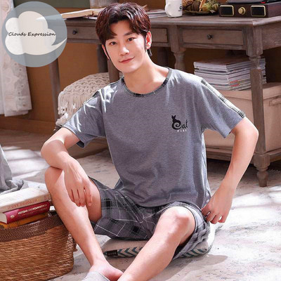 Nove ljetne pletene pamučne muške pidžame kratkih rukava Kompleti muških pidžama Pidžama sa slovima za muškarce Odijelo za spavanje Odjeća za dom Veličina XXXXL