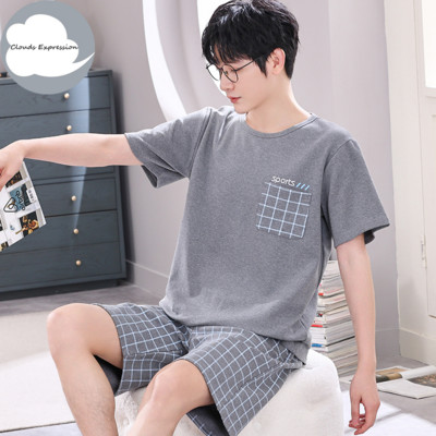 Nove ljetne pletene pamučne muške pidžame kratkih rukava Kompleti muških pidžama Pidžama sa slovima za muškarce Odijelo za spavanje Odjeća za dom Veličina XXXXL