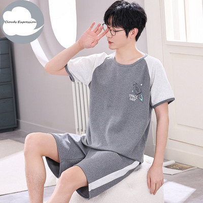 Nove ljetne pletene pamučne muške pidžame kratkih rukava Kompleti muških pidžama Pidžama sa slovima za muškarce Odijelo za spavanje Odjeća za dom Veličina XXXXL