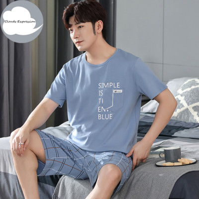 Nove ljetne pletene pamučne muške pidžame kratkih rukava Kompleti muških pidžama Pidžama sa slovima za muškarce Odijelo za spavanje Odjeća za dom Veličina XXXXL