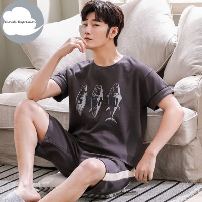 Nove ljetne pletene pamučne muške pidžame kratkih rukava Kompleti muških pidžama Pidžama sa slovima za muškarce Odijelo za spavanje Odjeća za dom Veličina XXXXL