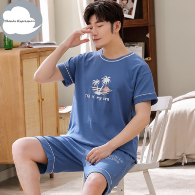 Nove ljetne pletene pamučne muške pidžame kratkih rukava Kompleti muških pidžama Pidžama sa slovima za muškarce Odijelo za spavanje Odjeća za dom Veličina XXXXL