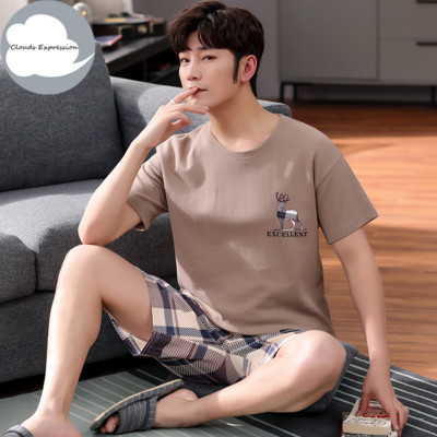 Nove ljetne pletene pamučne muške pidžame kratkih rukava Kompleti muških pidžama Pidžama sa slovima za muškarce Odijelo za spavanje Odjeća za dom Veličina XXXXL