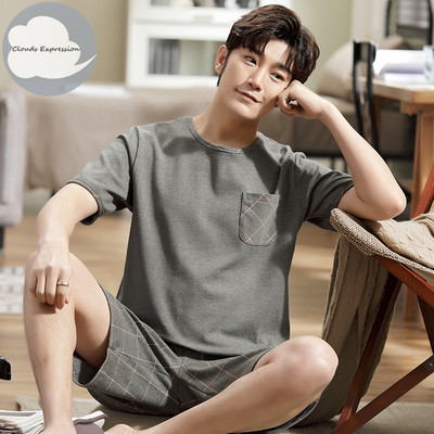 Nove ljetne pletene pamučne muške pidžame kratkih rukava Kompleti muških pidžama Pidžama sa slovima za muškarce Odijelo za spavanje Odjeća za dom Veličina XXXXL